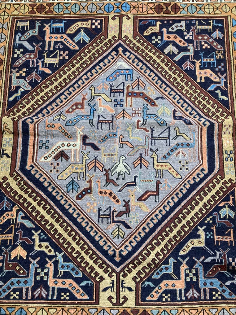 【在庫一掃セール】アゼルバイジャン キリム ウールシルク 147cm×113cm