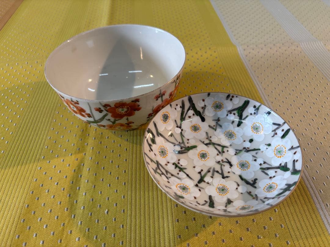 京焼清水焼 梅林の図蓋付き煮物鉢（2個組）