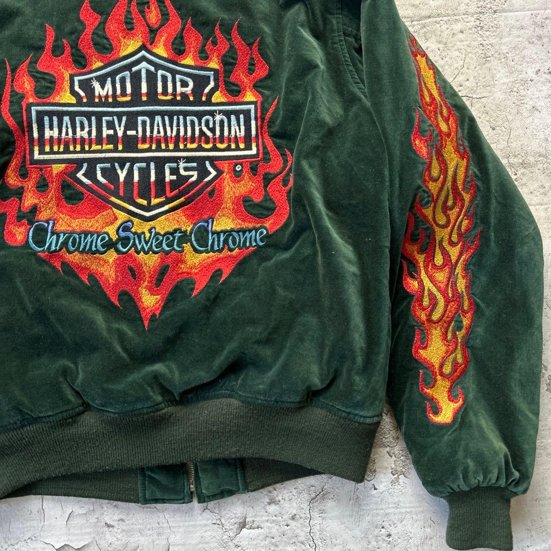 Harley-Davidson ベルベット ベロア　スカジャン グリーンM