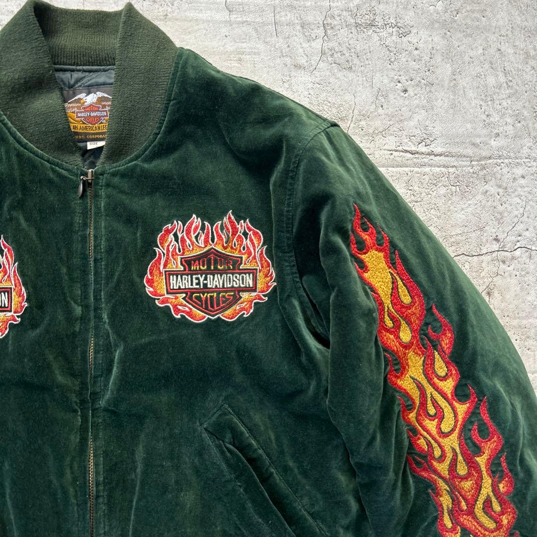 Harley-Davidson ベルベット ベロア　スカジャン グリーンM