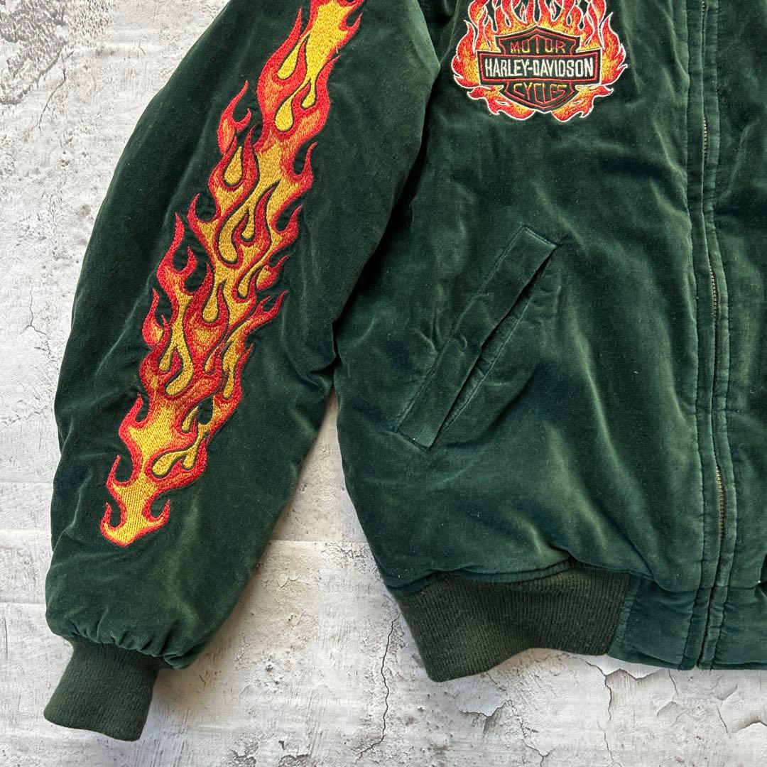 Harley-Davidson ベルベット ベロア　スカジャン グリーンM