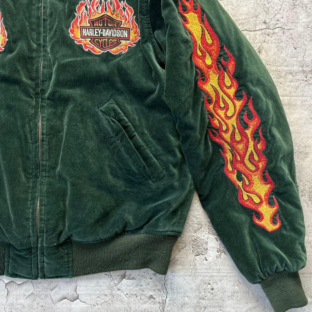 Harley-Davidson ベルベット ベロア　スカジャン グリーンM