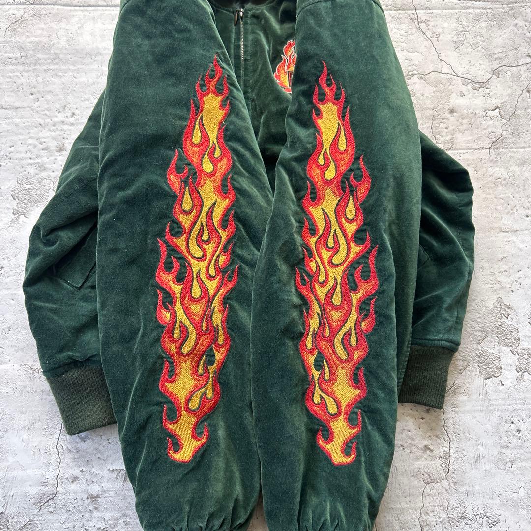 Harley-Davidson ベルベット ベロア　スカジャン グリーンM