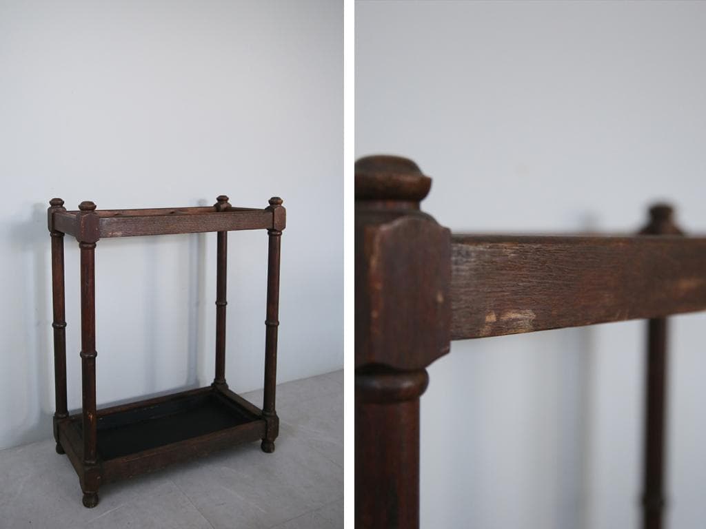 英国アンティーク木製傘立て/アンブレラスタンド/玄関インテリア(92-69)