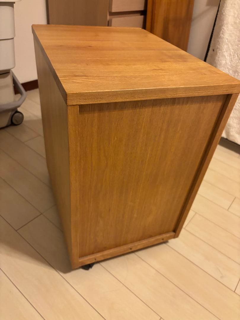 無印良品 木製 デスクキャビネット タモ材 廃盤商品 2段引き出し付き