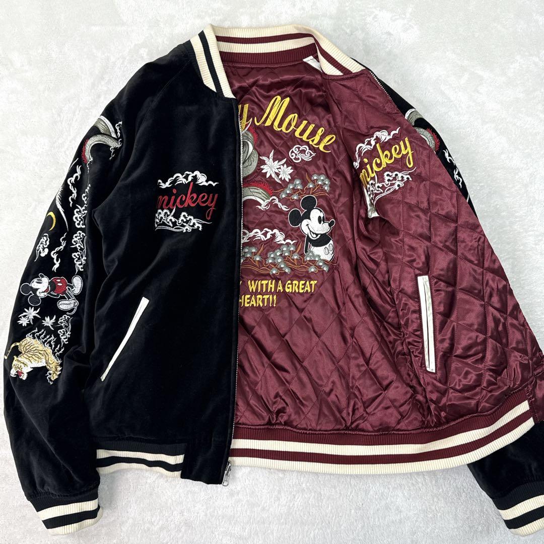 稀少✨ ディズニー　ミッキーマウス　スカジャン　別珍　リバーシブル　キルティング