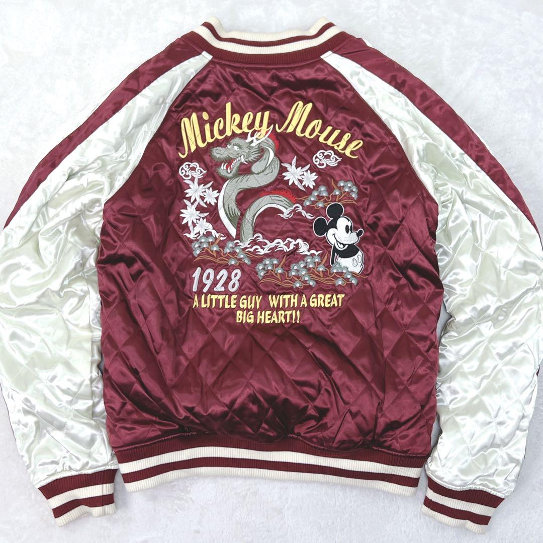 稀少✨ ディズニー　ミッキーマウス　スカジャン　別珍　リバーシブル　キルティング
