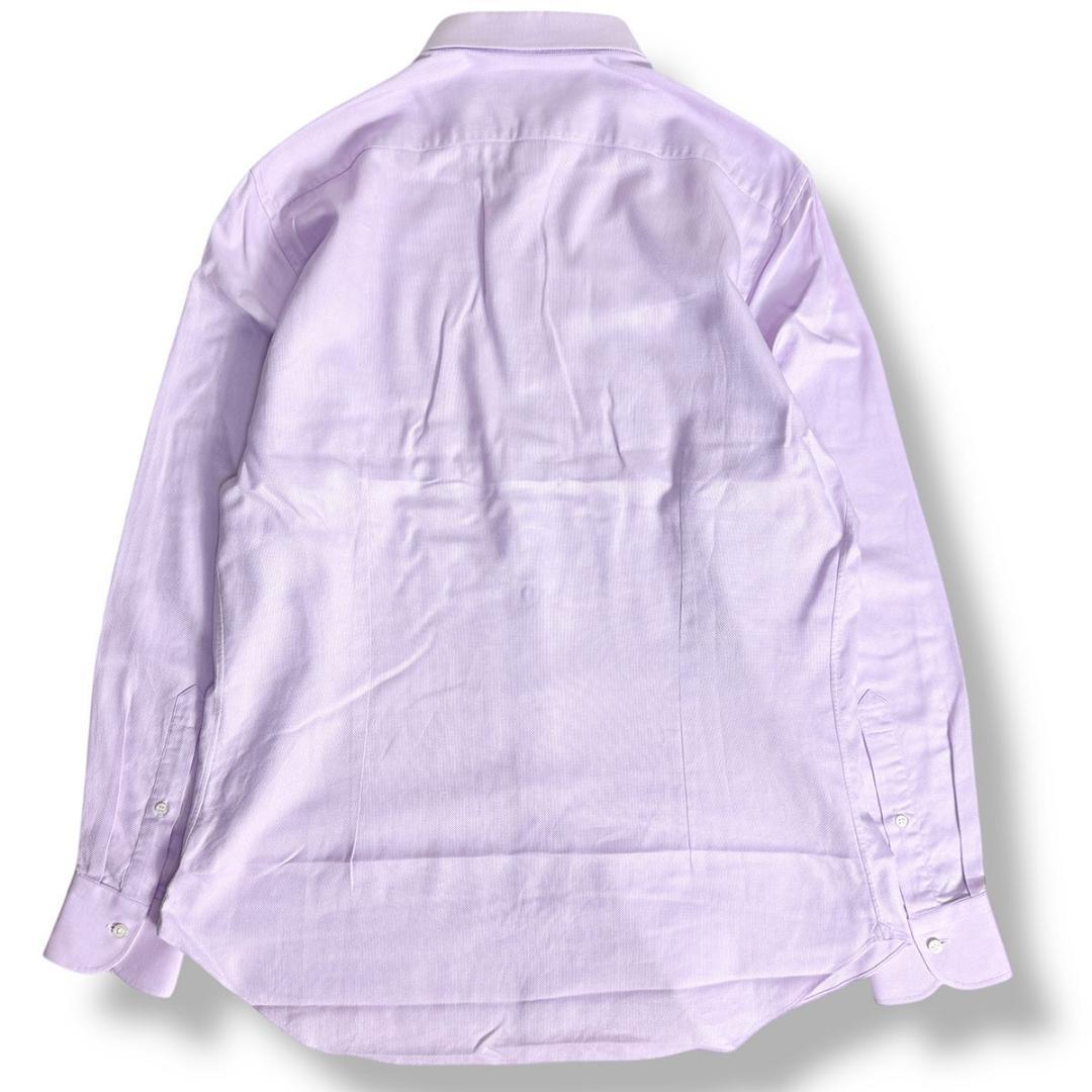 J6333 新品 FRAY LIONEワイドカラーシャツ パープル16.5/42