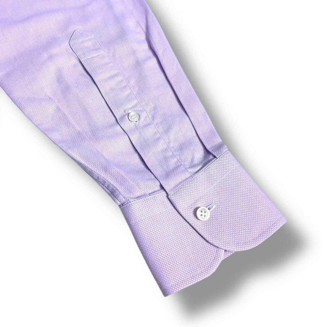 J6333 新品 FRAY LIONEワイドカラーシャツ パープル16.5/42