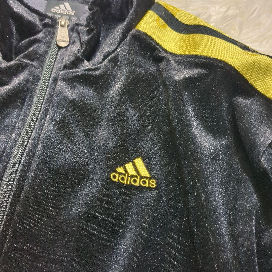 【美品✨adidas✨L】ベロア ジャージ トラックスーツ セットアップ 黒