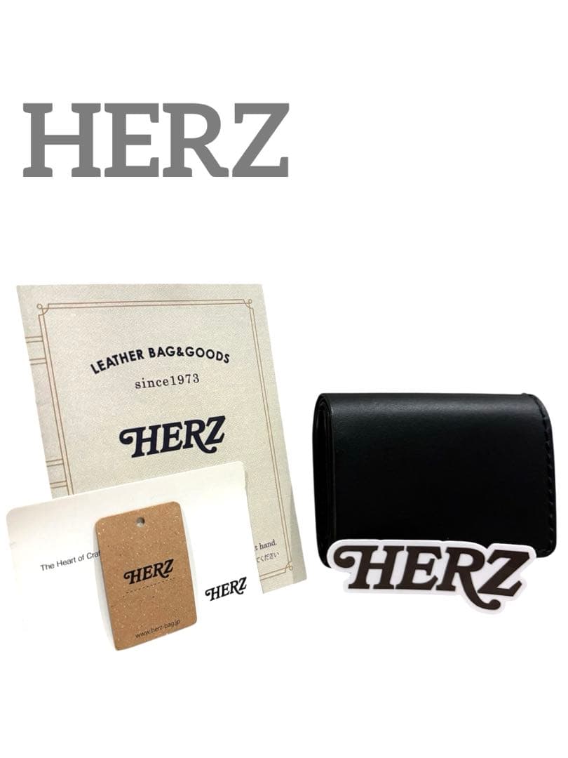 未使用級　希少　Herz ヘルツ　ミニマルウォレット　レザー　ブラック