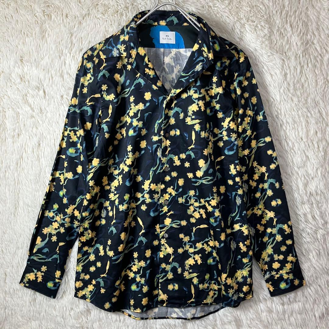 美品 ピーエスポールスミス 長袖シャツ コットン100％ 花柄 総柄 L
