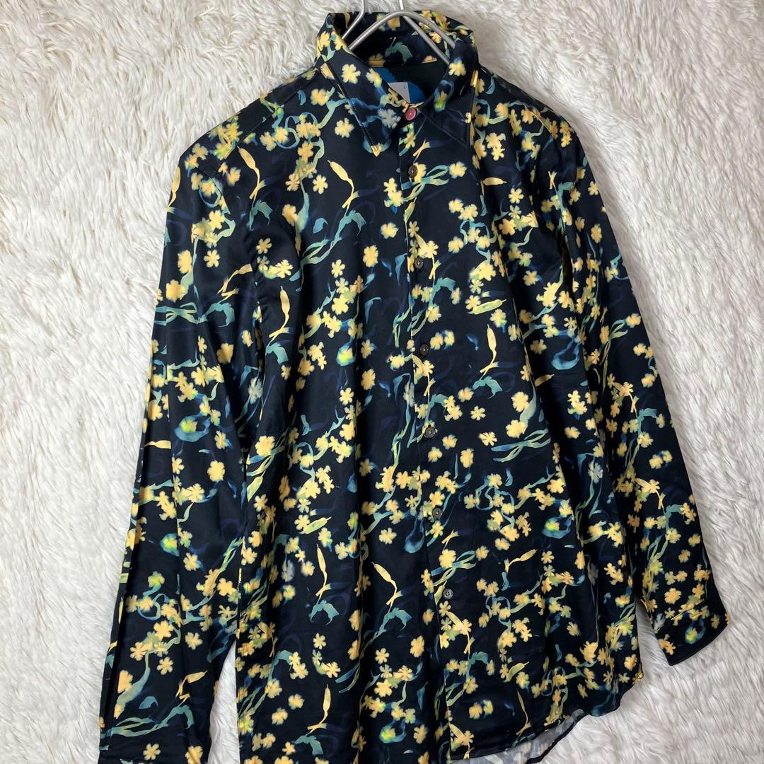 美品 ピーエスポールスミス 長袖シャツ コットン100％ 花柄 総柄 L