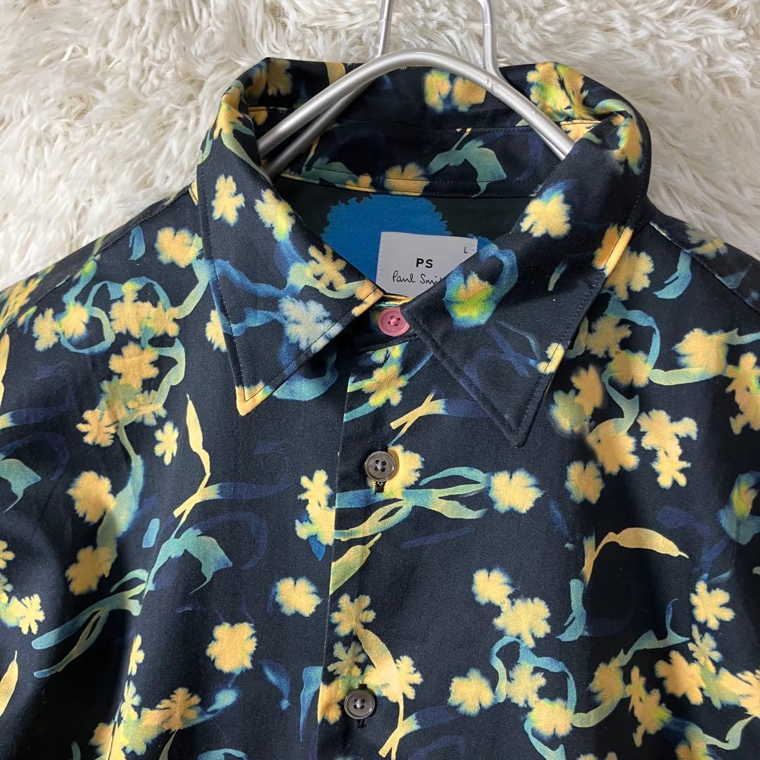 美品 ピーエスポールスミス 長袖シャツ コットン100％ 花柄 総柄 L
