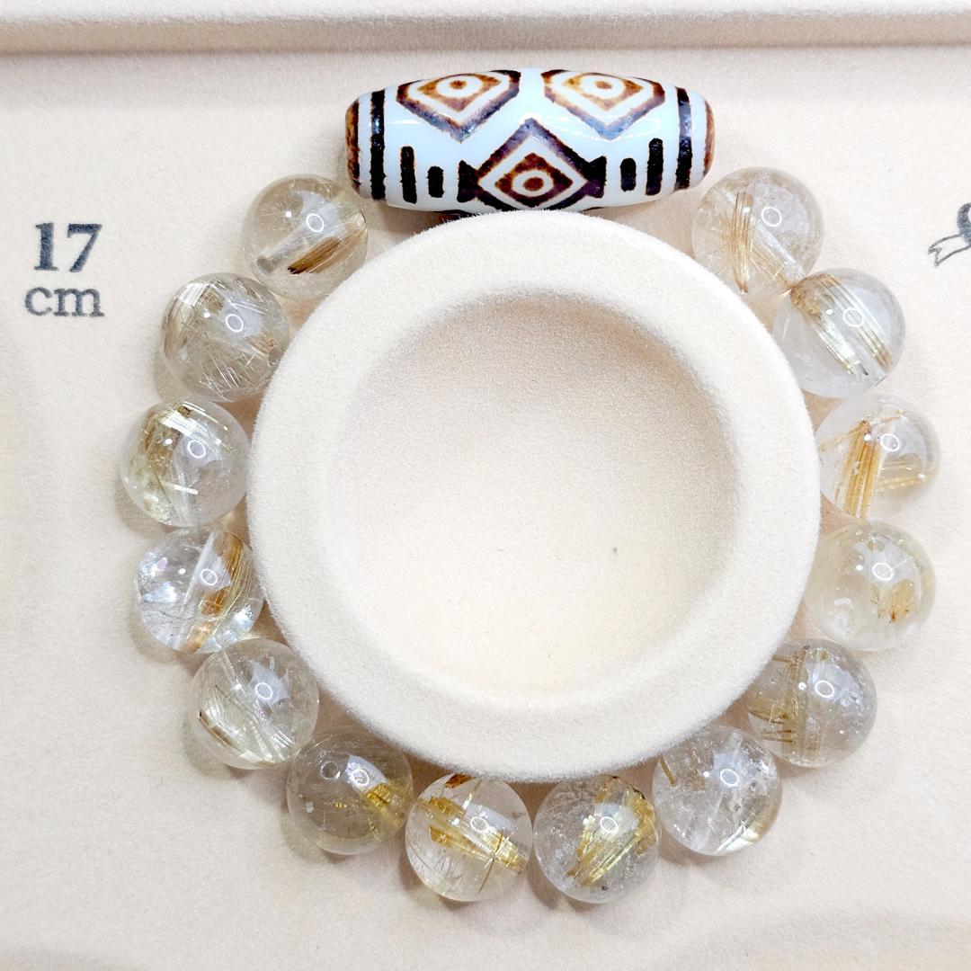 龍眼天珠 白玉髄龍眼 【極希少】ルチルブレスレット