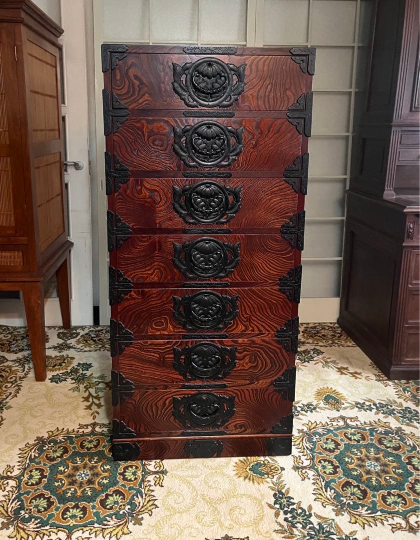 岩谷堂 箪笥 七段 チェスト 七ツ袖 欅材 民芸品 家具 和 家具 インテリア