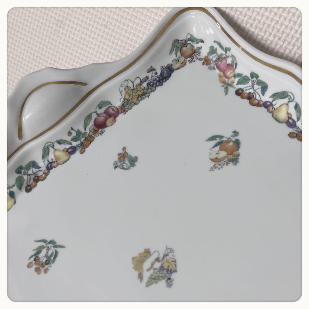 イタリア　ガレリア工房　フルーツ柄角プレート　手つきトレイ