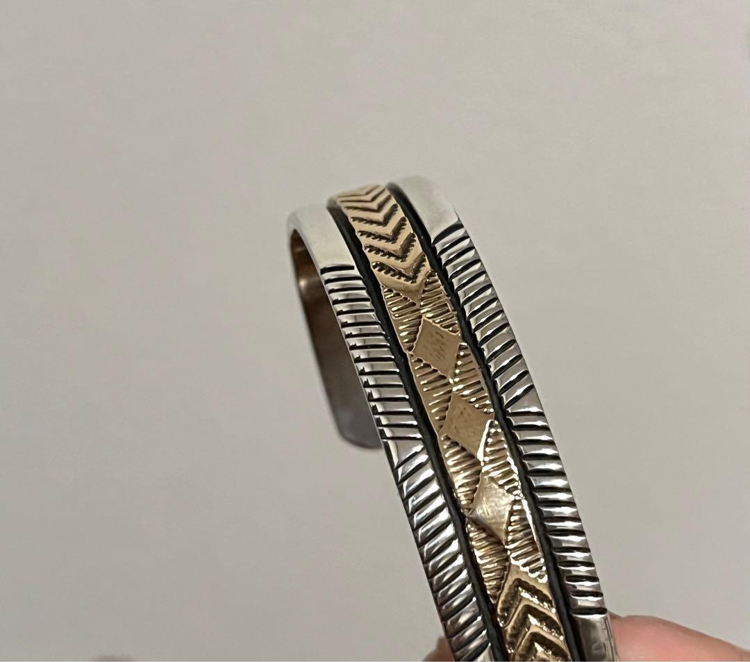 使用少なめ　ブルースモーガン　14Kバングル　インディアンジュエリーnavajo