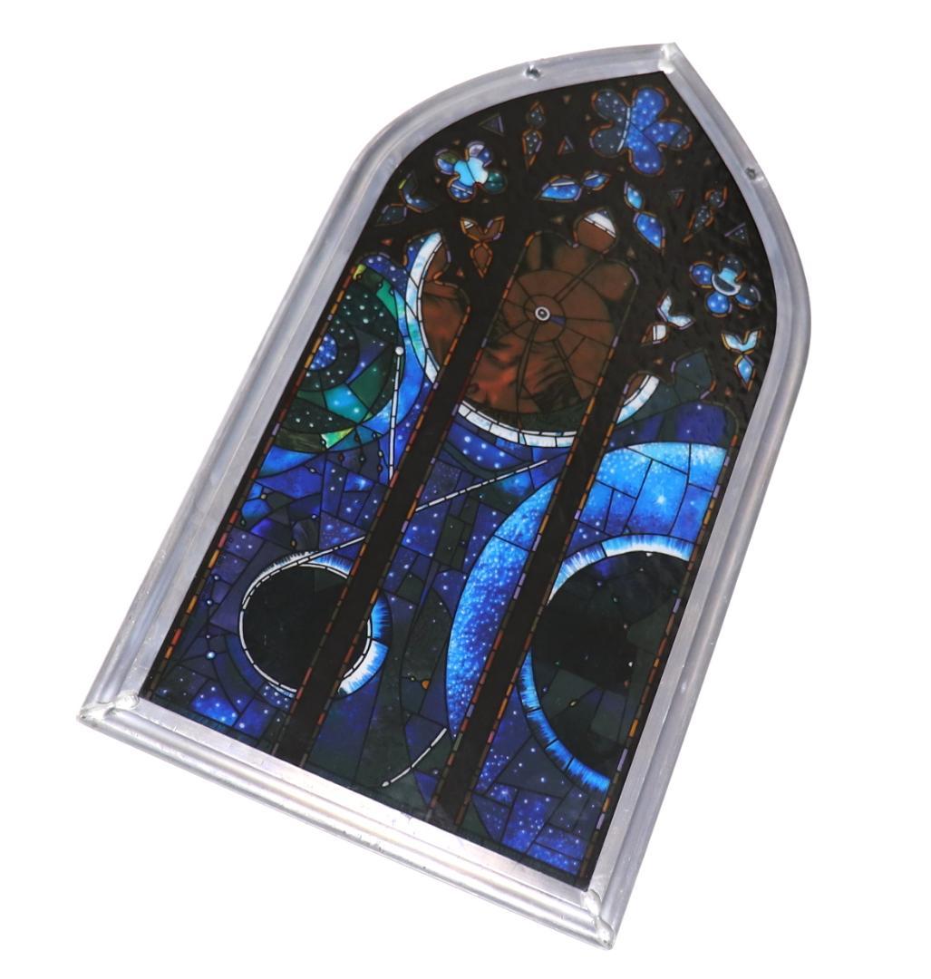 ワシントン大聖堂 宇宙の窓 ヴィンテージ ステンドグラス 赤い月 アポロ11号