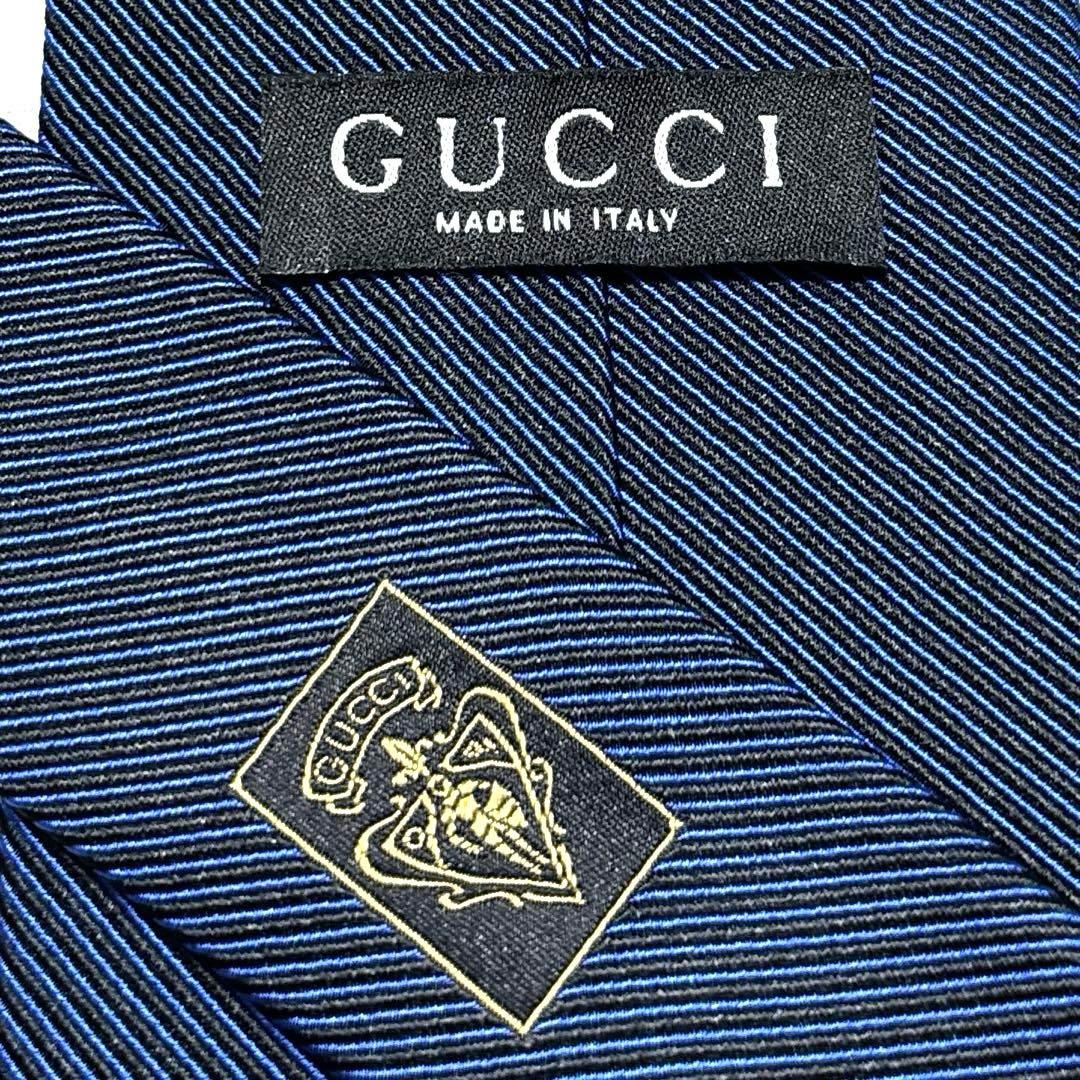 GUCCI グッチ　ネクタイ　ネイビー　無地　ソリッド　美品