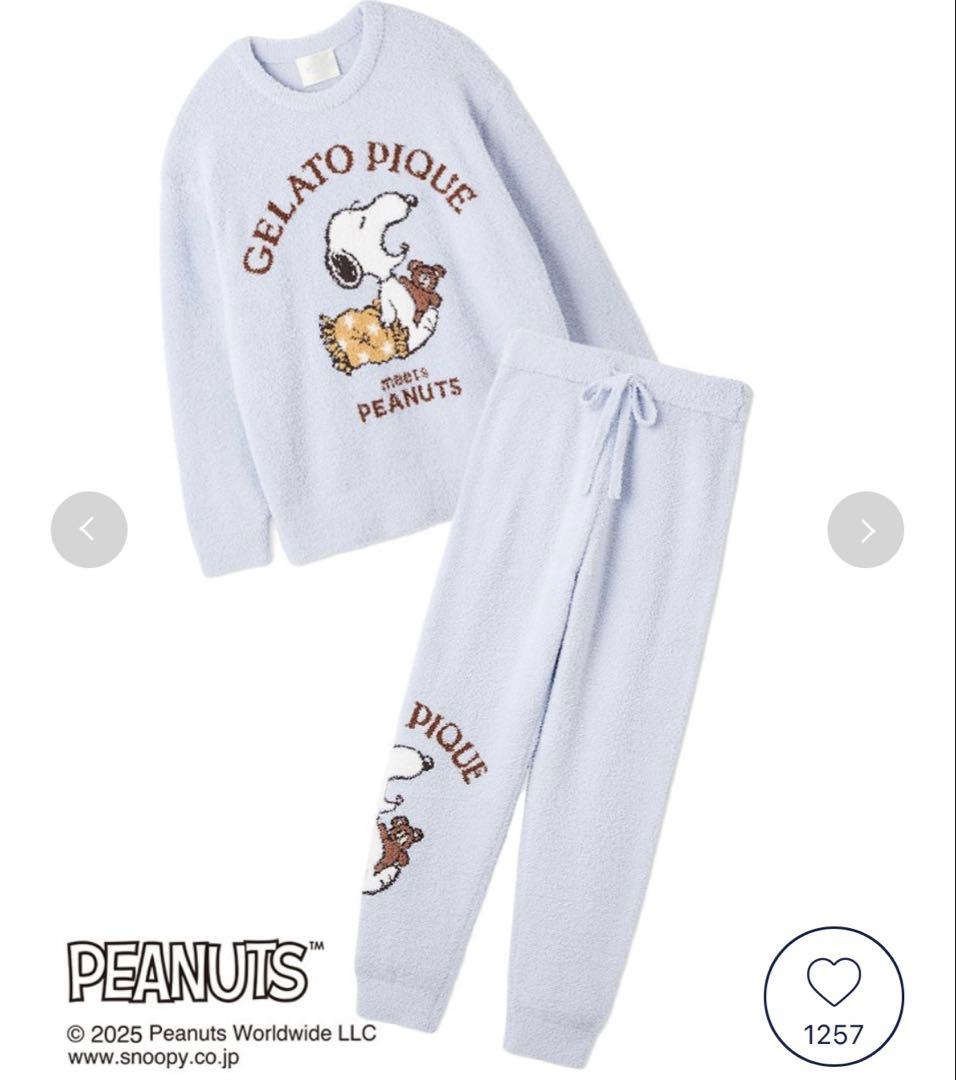 ジェラートピケ【PEANUTS】スヌーピージャガードプルオーバー&ロングパンツ