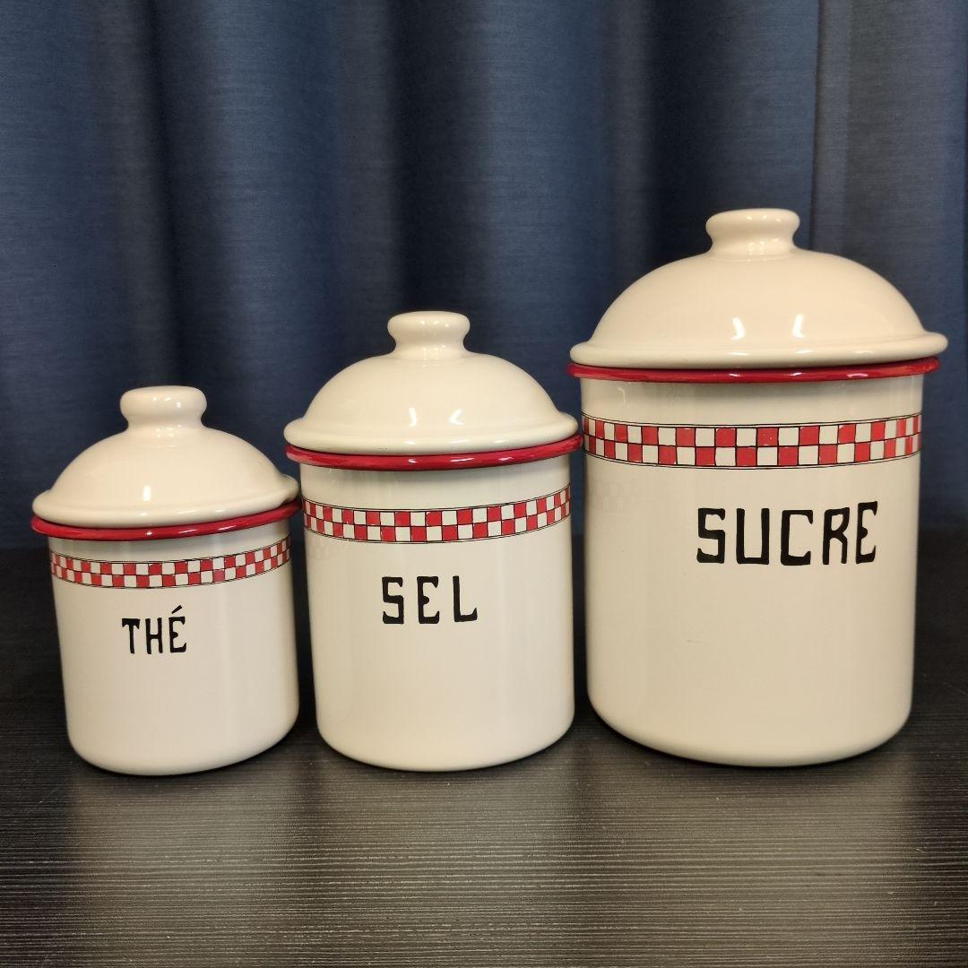 倉敷意匠 ホーローキャニスター + ティーポット + ステッカー カントリー雑貨