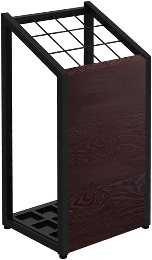 傘立て 業務用 おしゃれ 12本 ダークブラウン木目 ブラックフレーム