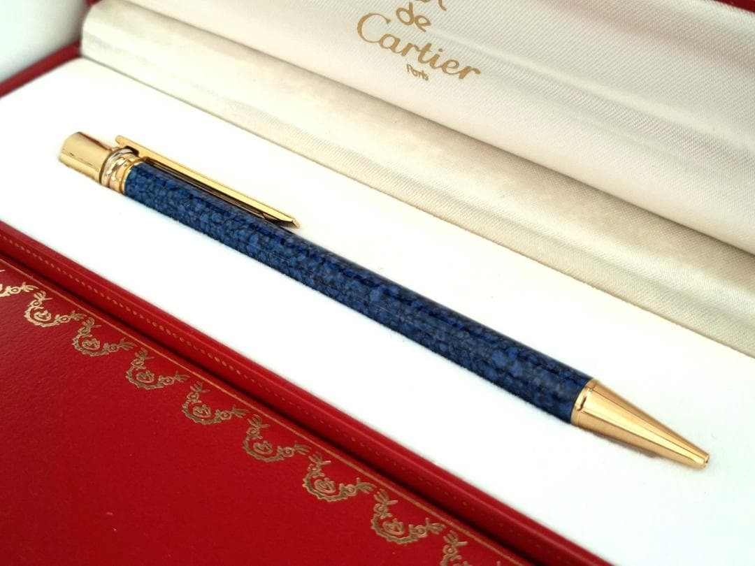 希少美品 Cartier カルティエ トリニティ マーブルブルー ボールペン