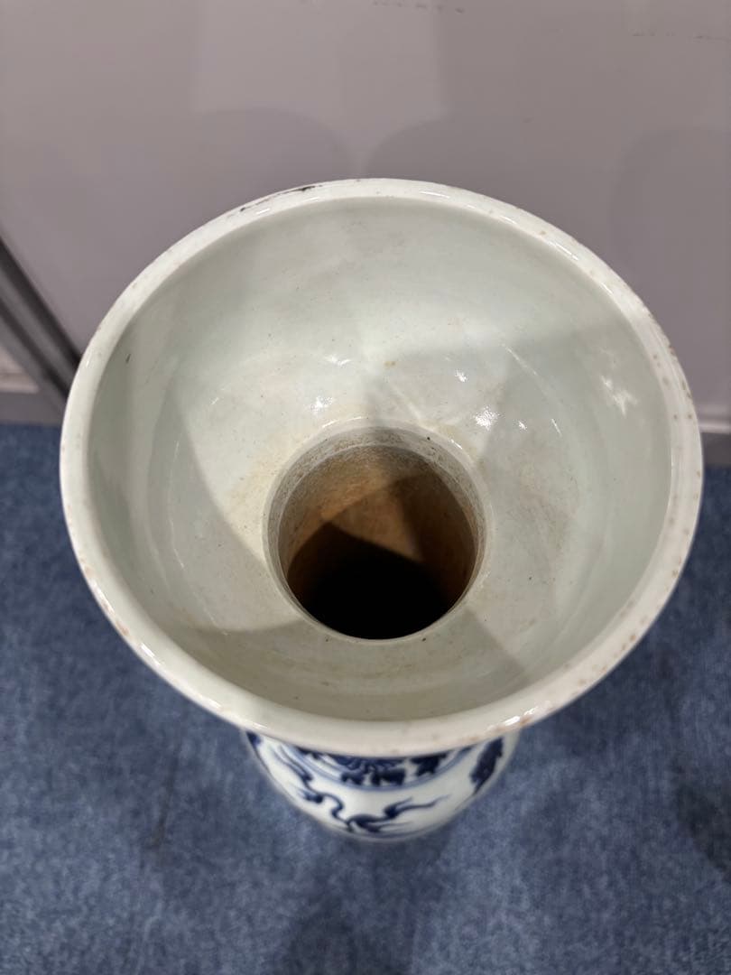 中国花瓶骨董品青白磁 ドラゴン模様 花瓶