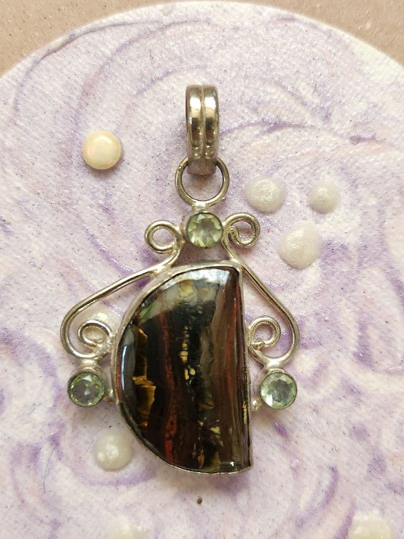 レッドタイガーアイ・アクアマリン シルバー925 ペンダント