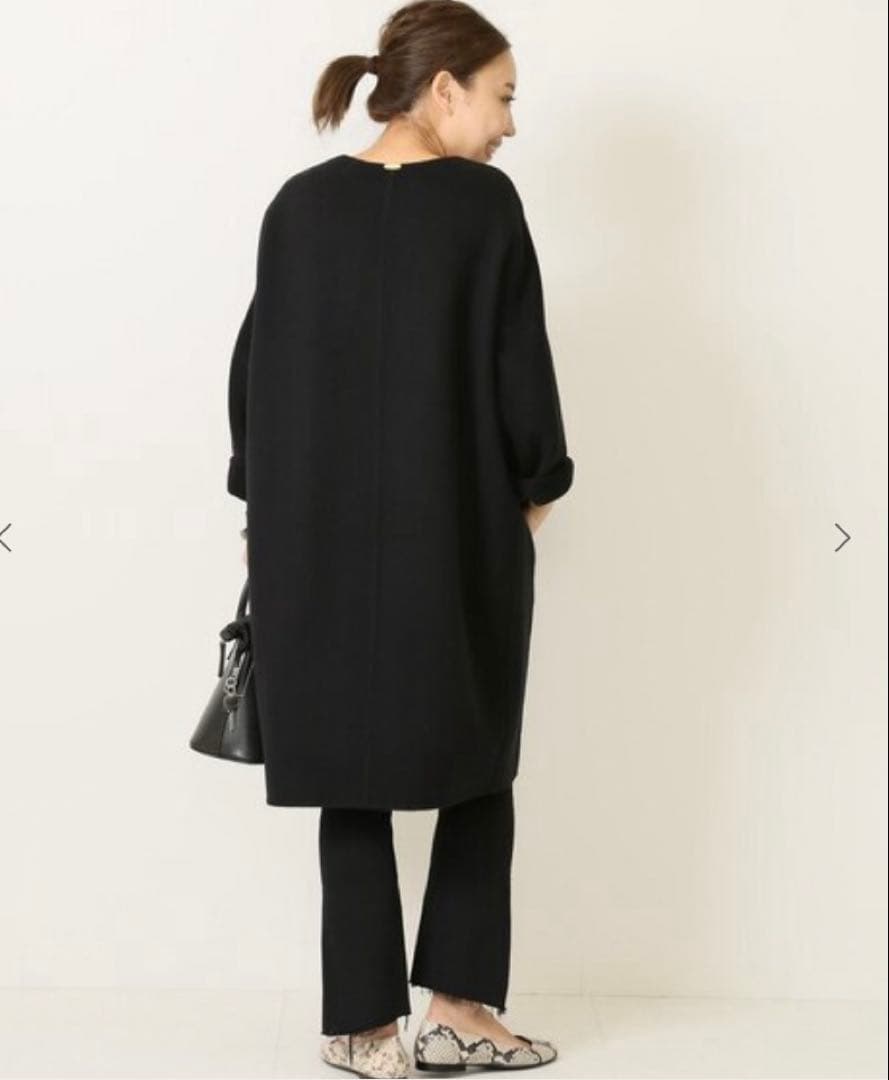 ドゥーズィエムクラス　Victorian リバーノーカラーコート　ブラック