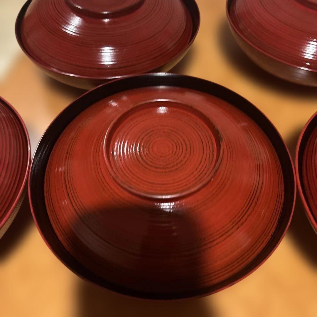 浄法寺塗 蓋付き椀 5客揃 本漆 水目桜 堅木取り 工房大島 共箱