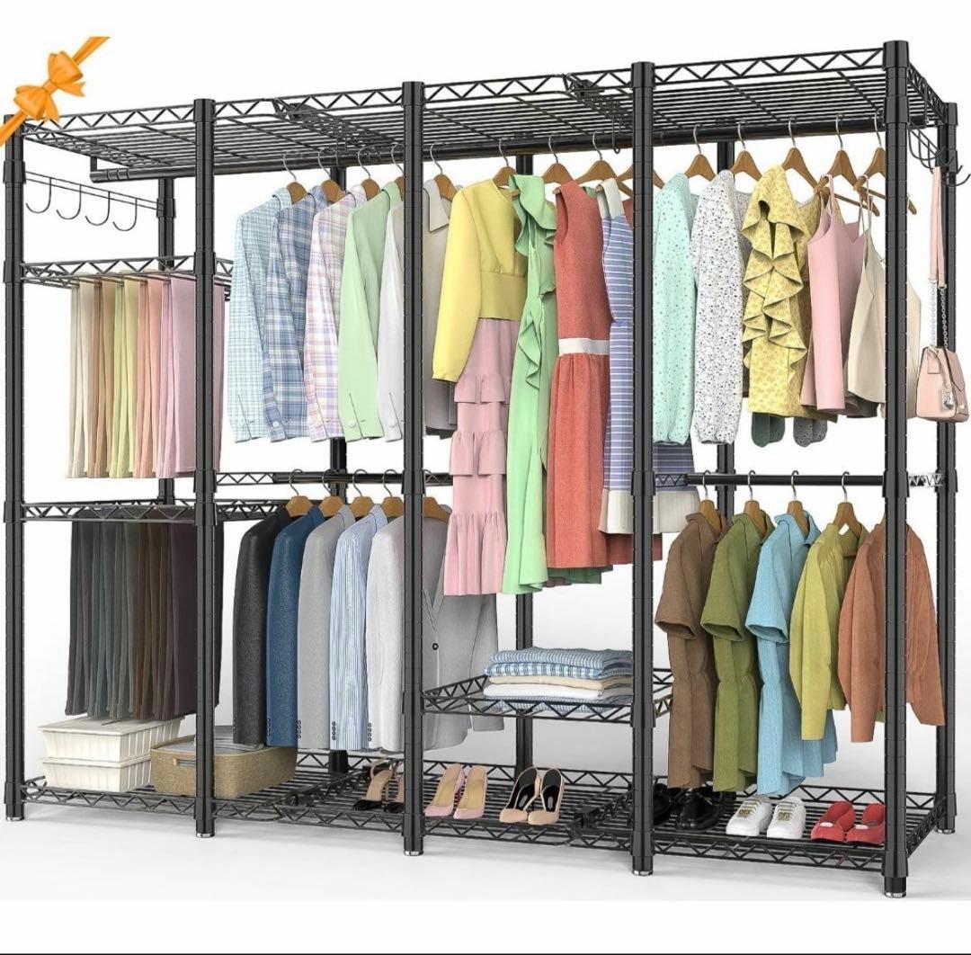 ハンガーラック 頑丈 4層 大容量 ワードローブ 4つの組み立て方法