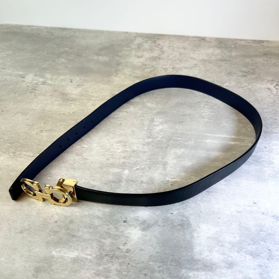 【極美品】フェラガモ ベルト ダブルガンチーニ リバーシブル ゴールド金具