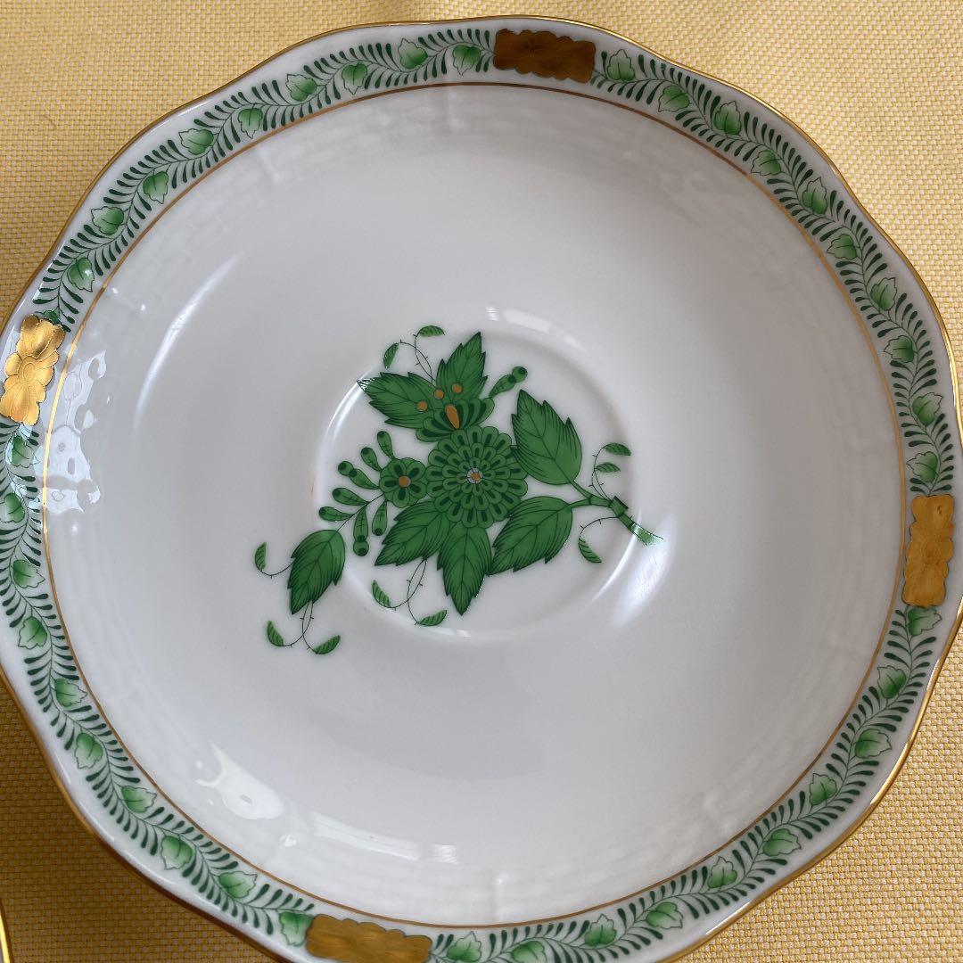 ヘレンド　アボニーグリーンカップ&ソーサー　プレート19cm