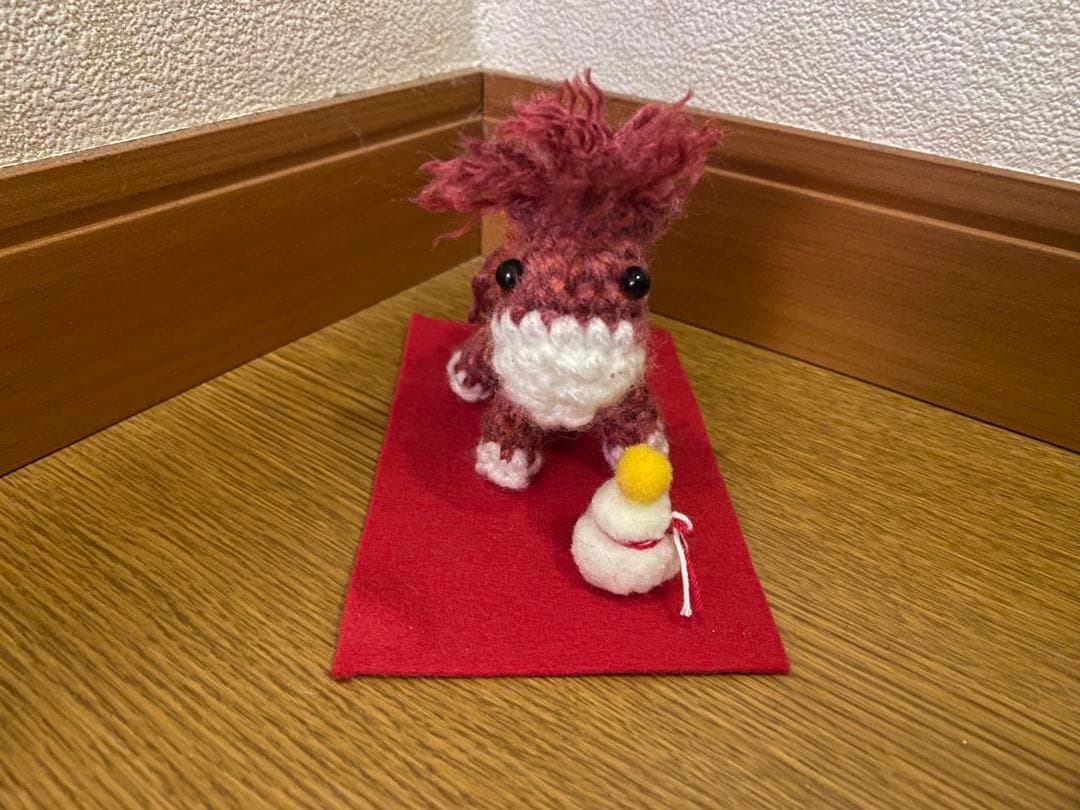 干支馬　あみぐるみ　午　馬（赤）