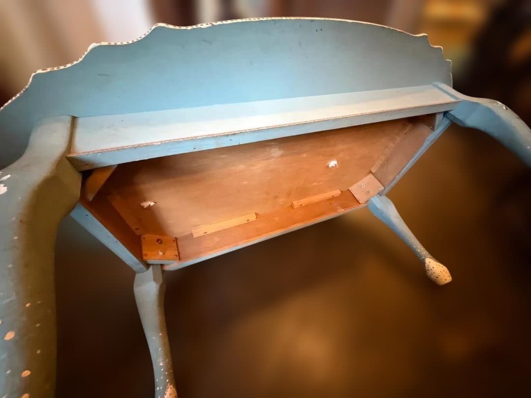 脚 ガラス ローテーブル 幅105cm 花柄ペイント 姫家具 アンティーク