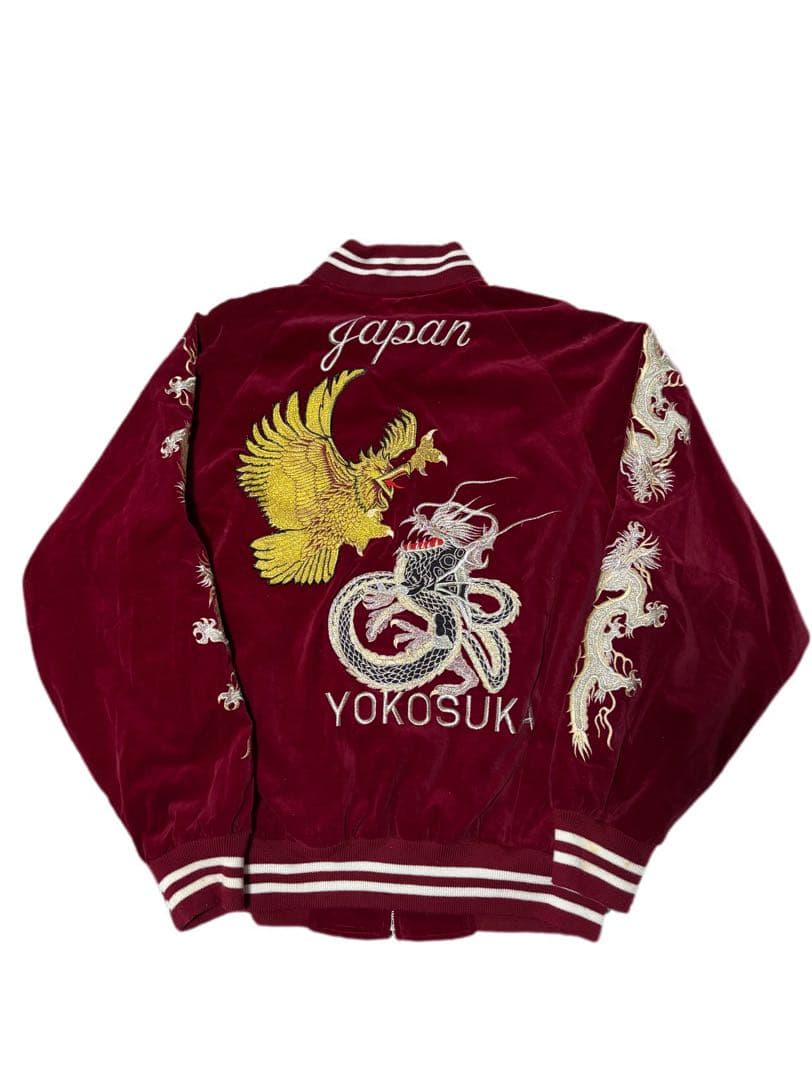 日本製 スカジャン 別珍 鷹 龍 ヴィンテージ