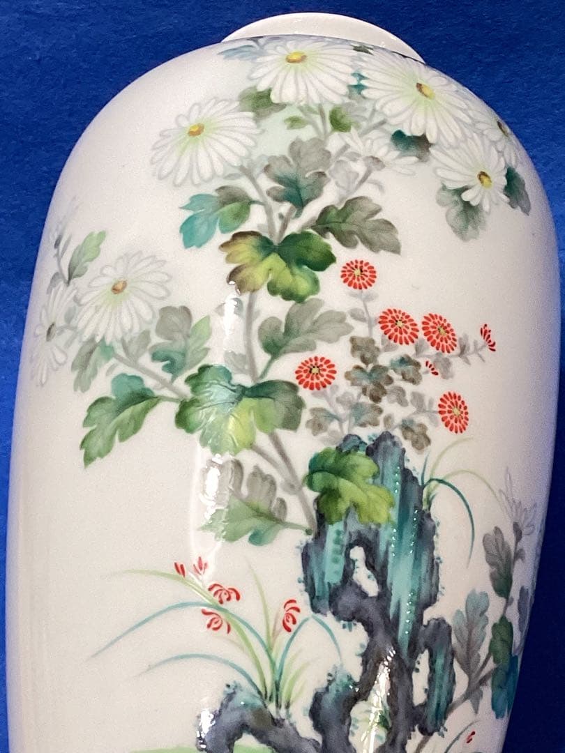 戦前製　オールドノリタケ　シカ印　白菊花柄花瓶　ボーンチャイナ　日本陶器会社