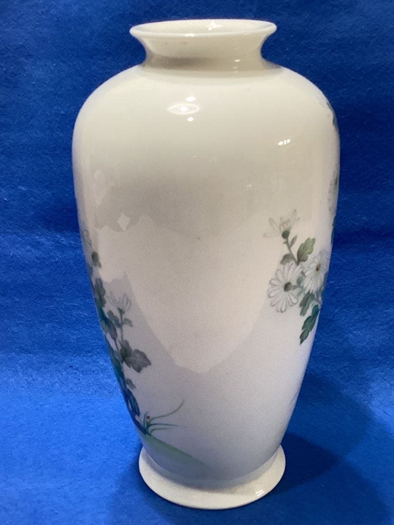 戦前製　オールドノリタケ　シカ印　白菊花柄花瓶　ボーンチャイナ　日本陶器会社