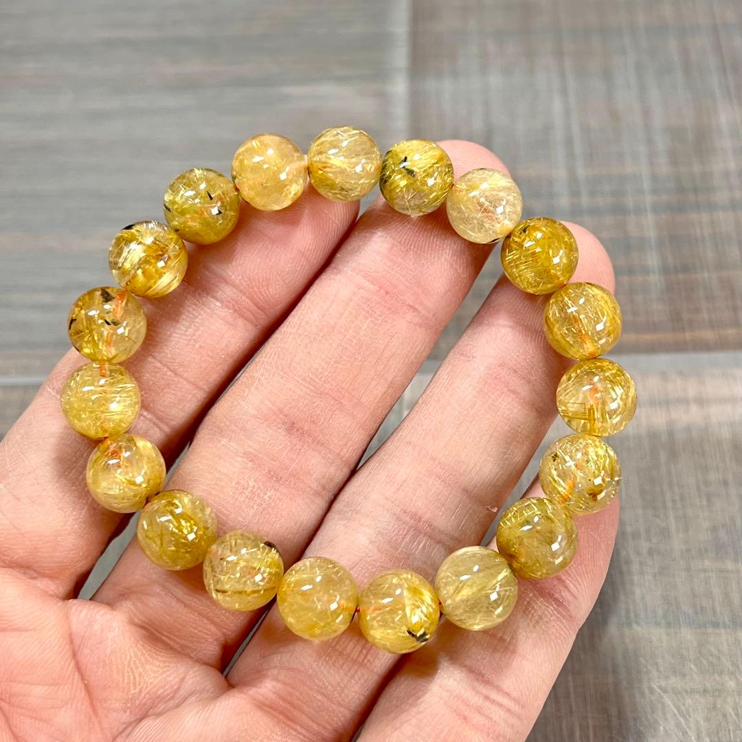 金運強　太陽放射ルチルブレスレット　ヘマタイト　ルチルクォーツ　2-15