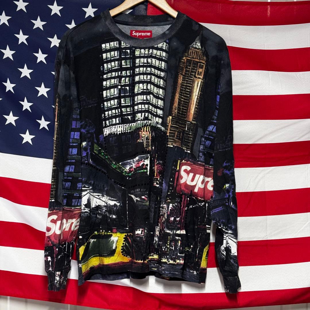 K*0様 美品Supreme Tシャツ ロンT ストリート ダークグレー M ニ