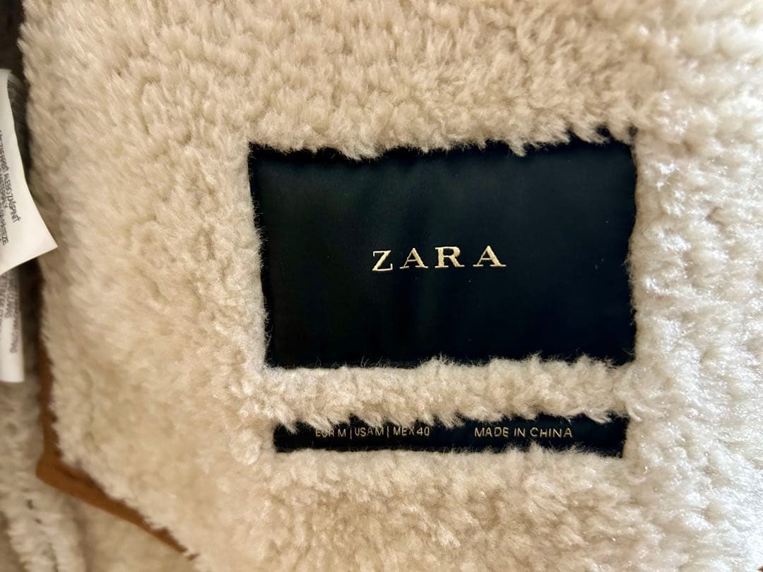 ザラ ZARAフェイク ムートン ミリタリー ファー ボア B-3ジャケット防寒