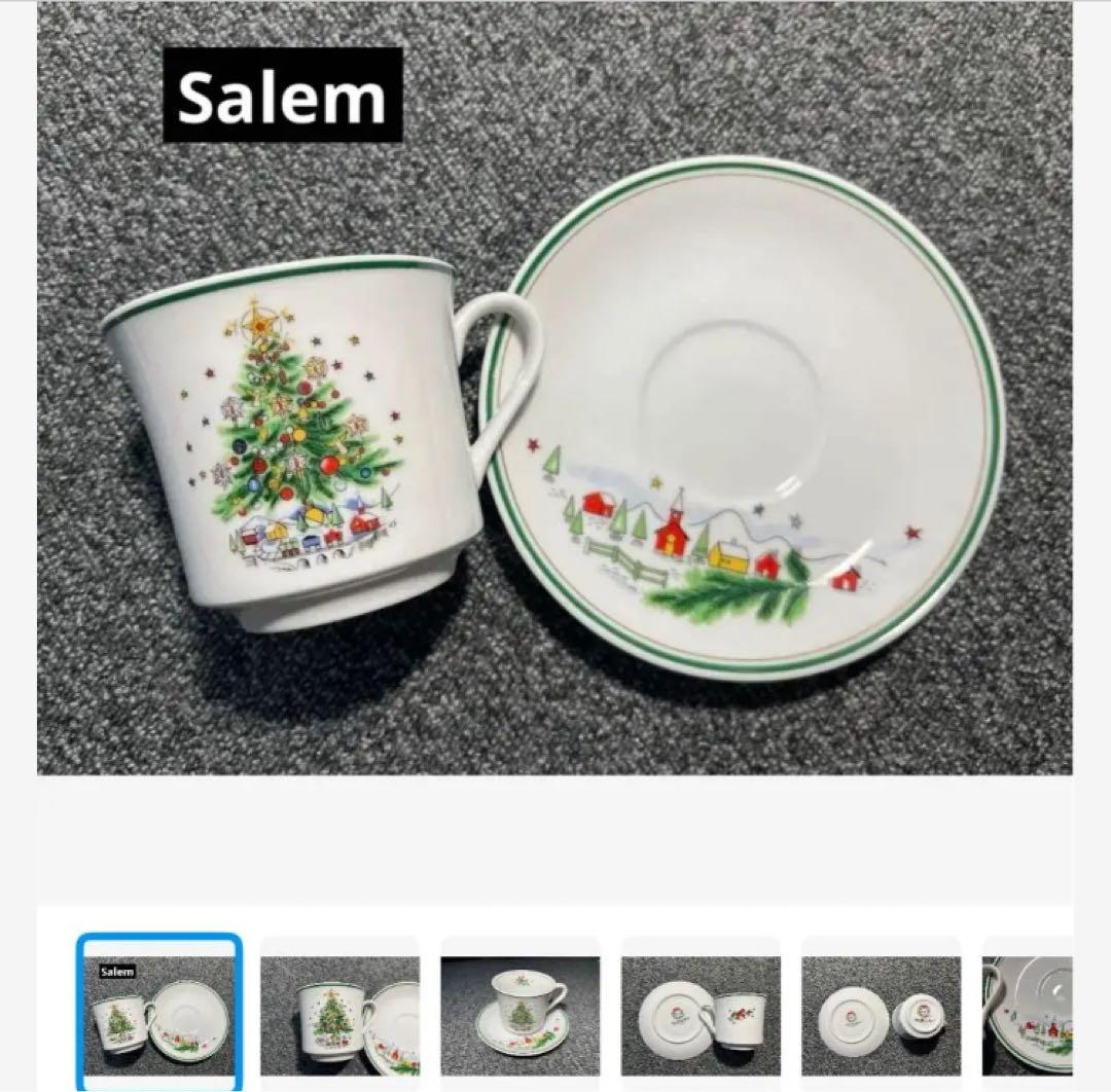 美品Salem セーラム　食器お皿　カップクリスマスプレート　カップ&皿6セット