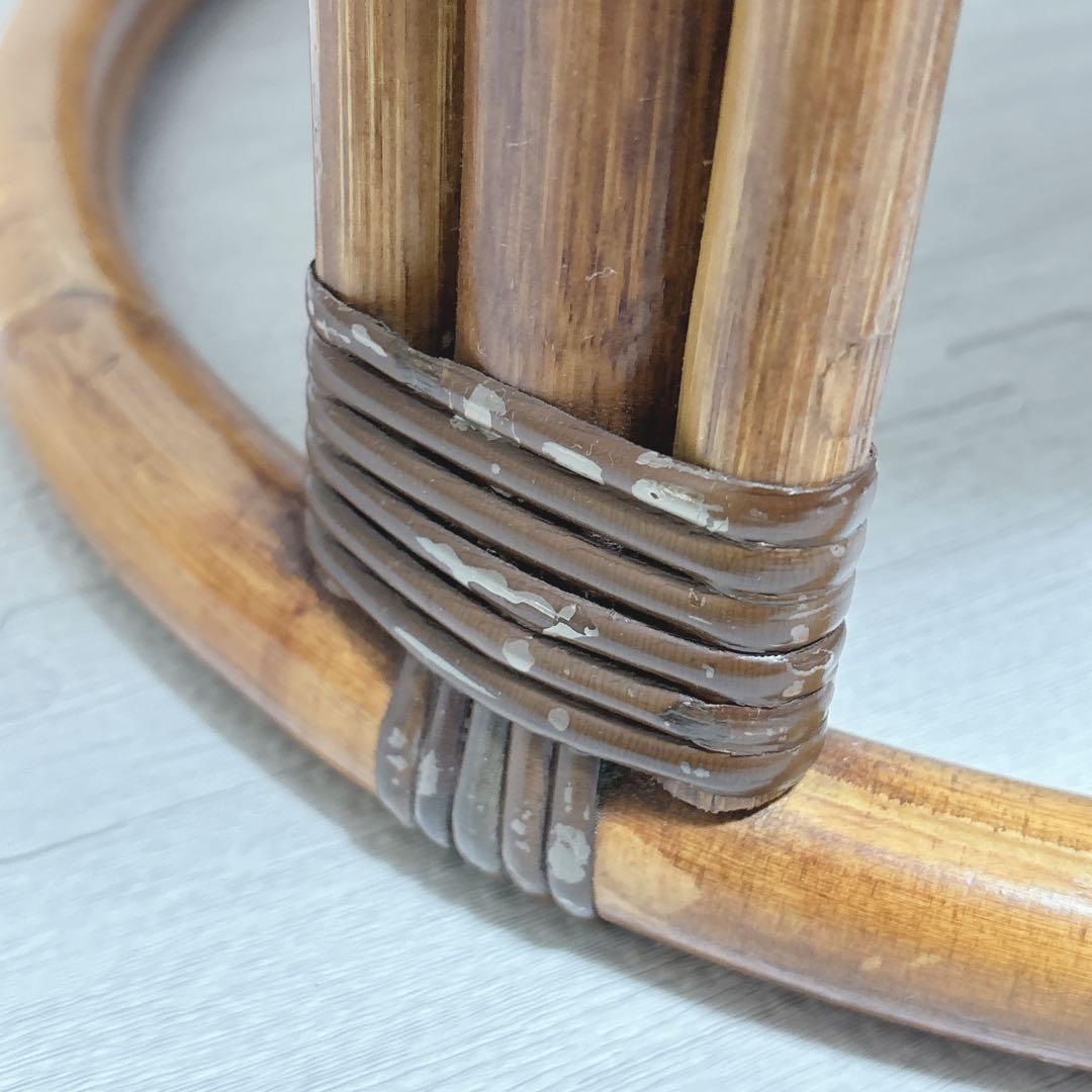 Kazama カザマ ラタン 籐家具 丸テーブル ガラステーブル