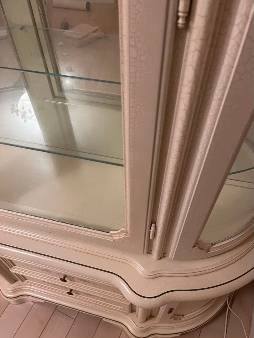 シリック調　キャビネット　イタリア製家具　ロココ調　クラクレ　白家具　希少