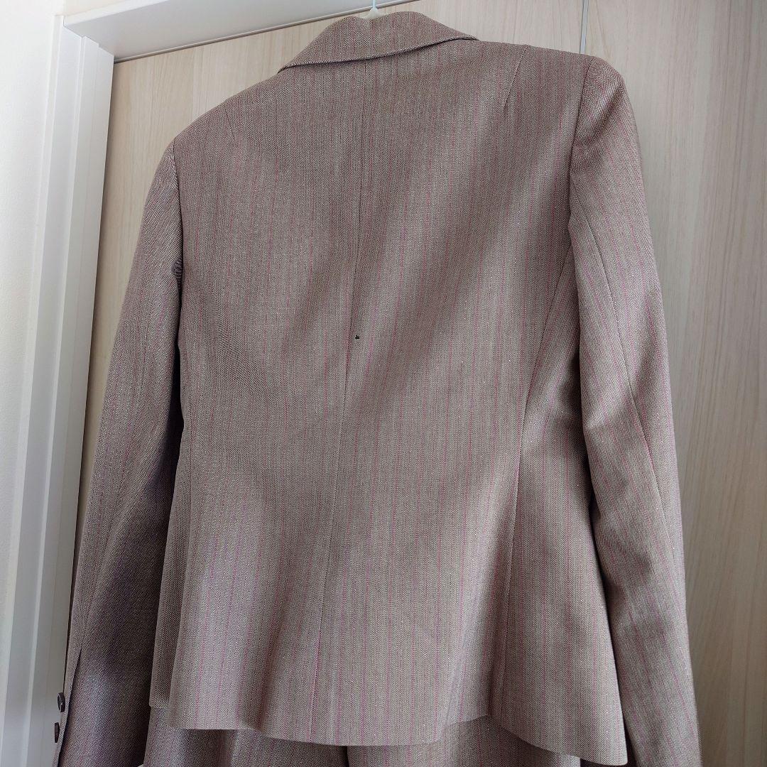 ☆42☆ 定価10.8万 ミラショーンブラウンパンツスーツ ストライプ ウール混