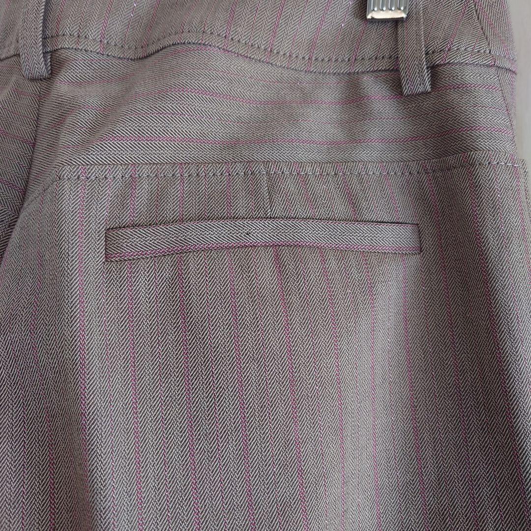 ☆42☆ 定価10.8万 ミラショーンブラウンパンツスーツ ストライプ ウール混