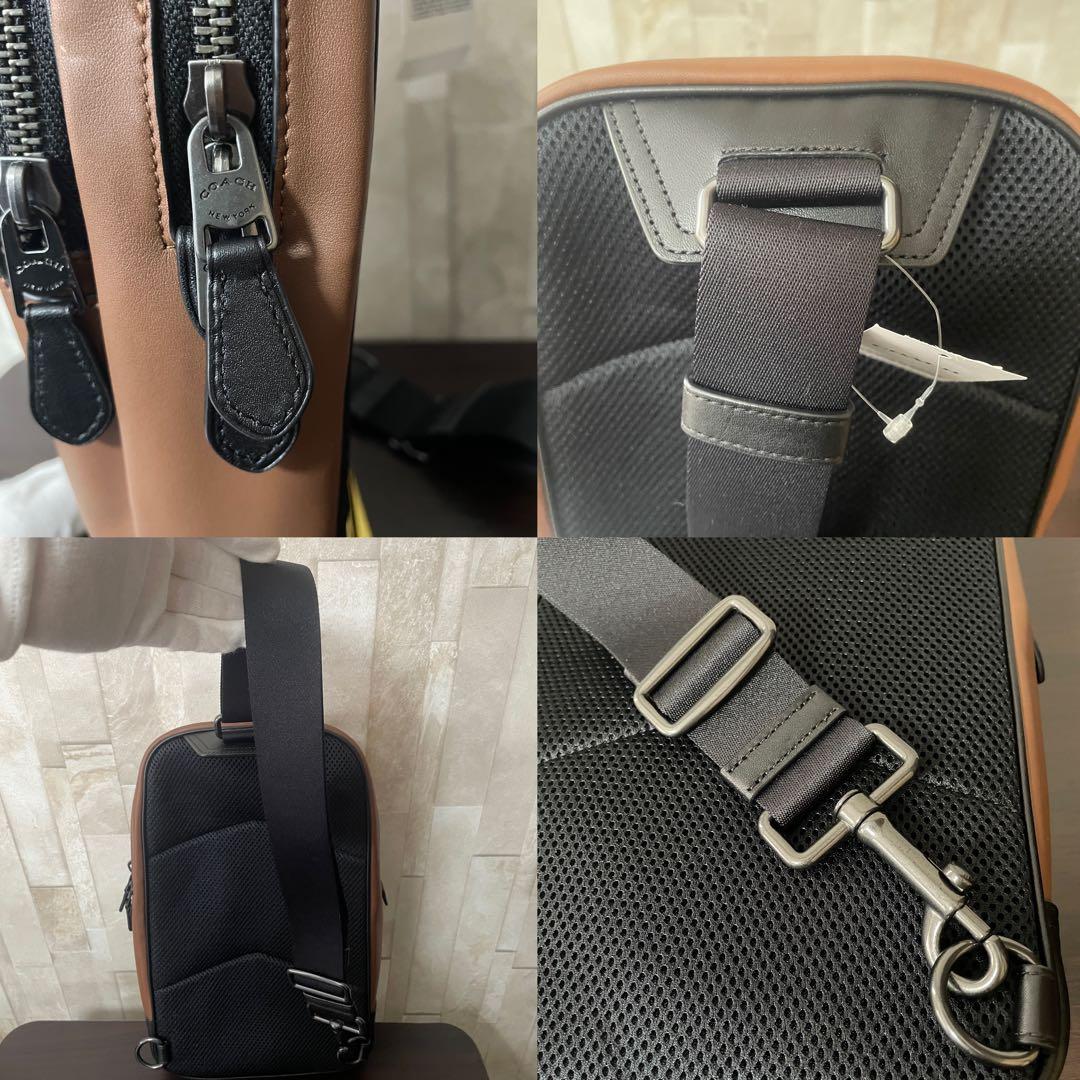 早い者勝ち！訳あり新品 COACH ボディバッグ サドル ブラウン×ブラック