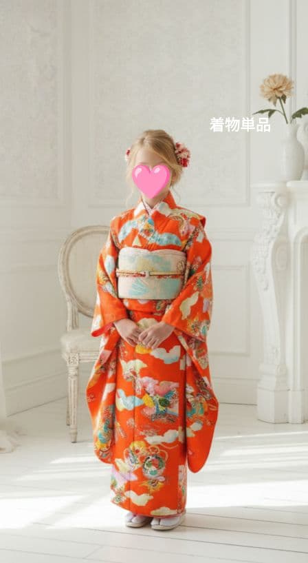 アンティークオレンジの着物単品